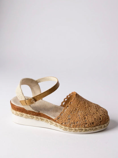 Women's Wedge Espadrilles | Crochet Upper & Ankle Strap Buckle