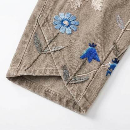 Women's Wide-Leg Jeans | Embroidered Tulip Hem