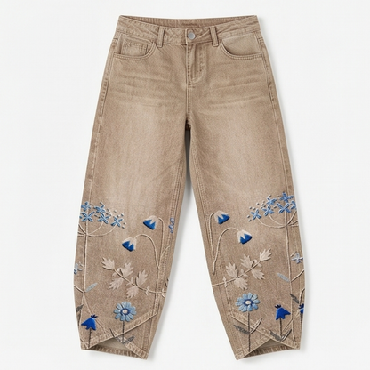 Women's Wide-Leg Jeans | Embroidered Tulip Hem