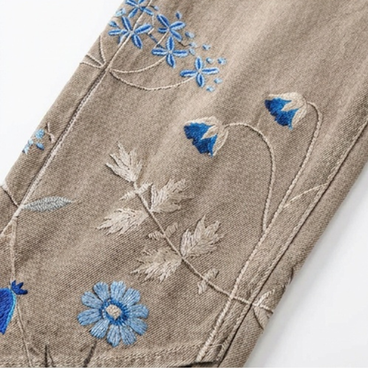 Women's Wide-Leg Jeans | Embroidered Tulip Hem