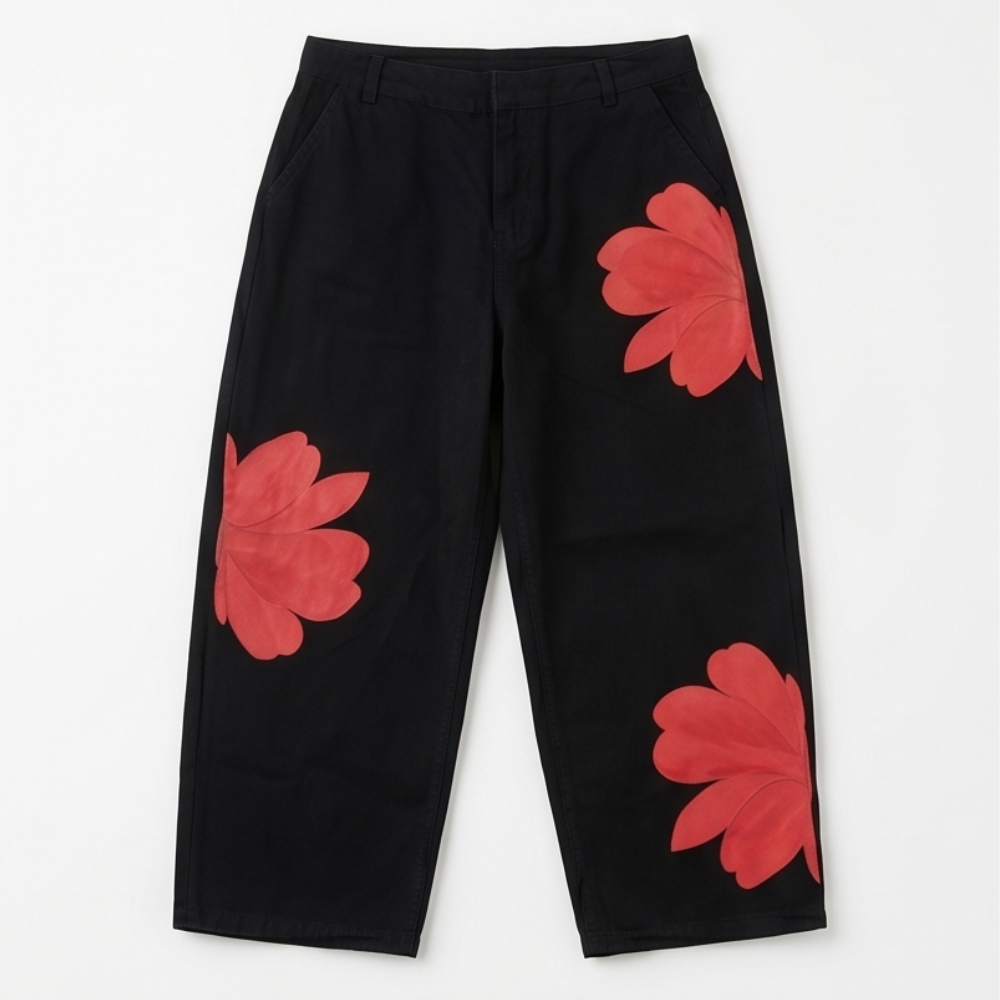 Women's Wide Leg Jeans | Floral Print & Cropped Fit