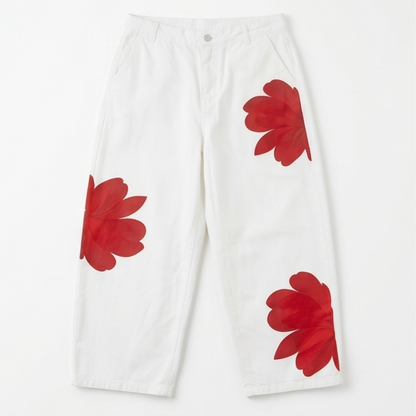 Women's Wide Leg Jeans | Floral Print & Cropped Fit