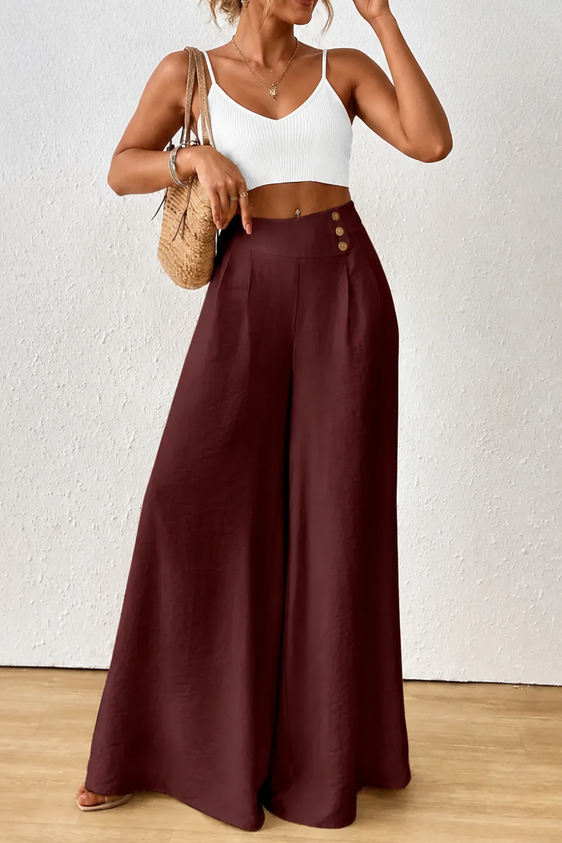 Women's Wide-Leg Trousers | High-Waisted & Pleated