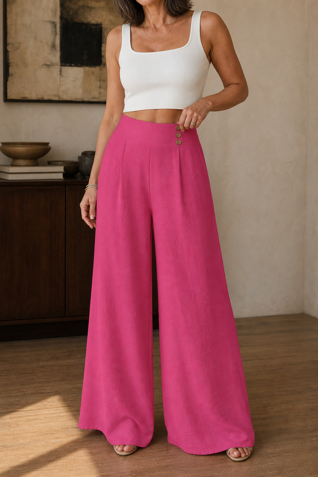 Women's Wide-Leg Trousers | High-Waisted & Pleated
