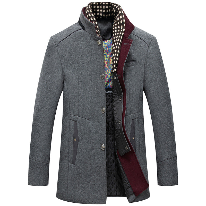 Men's Stand Collar Tailored Fit Coat Winter Overcoat 4