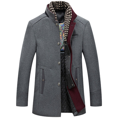 Men's Stand Collar Tailored Fit Coat Winter Overcoat 4