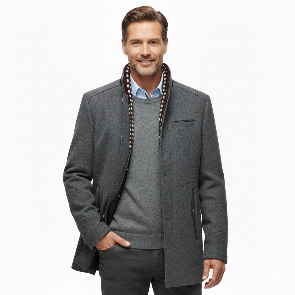 Men's Stand Collar Tailored Fit Coat Winter Overcoat 5