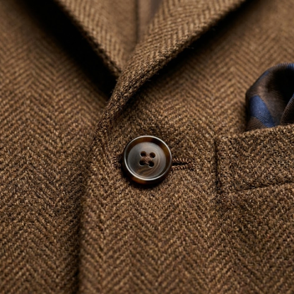 Men's Herringbone Blazer Slim Fit Single Breasted Jacket 8