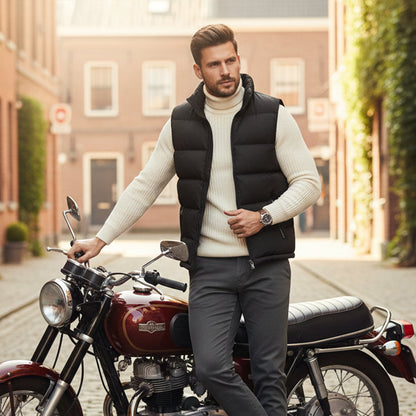 Men's Quilted Puffer Vest Slim Fit Zip Up Gilet Pockets 15