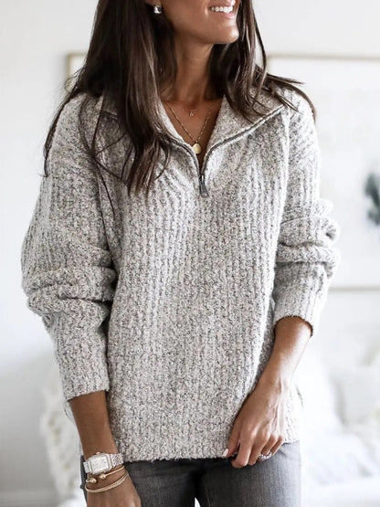 Women's Half Zip Jumper Relaxed Fit Knit Sweater Pullover 2
