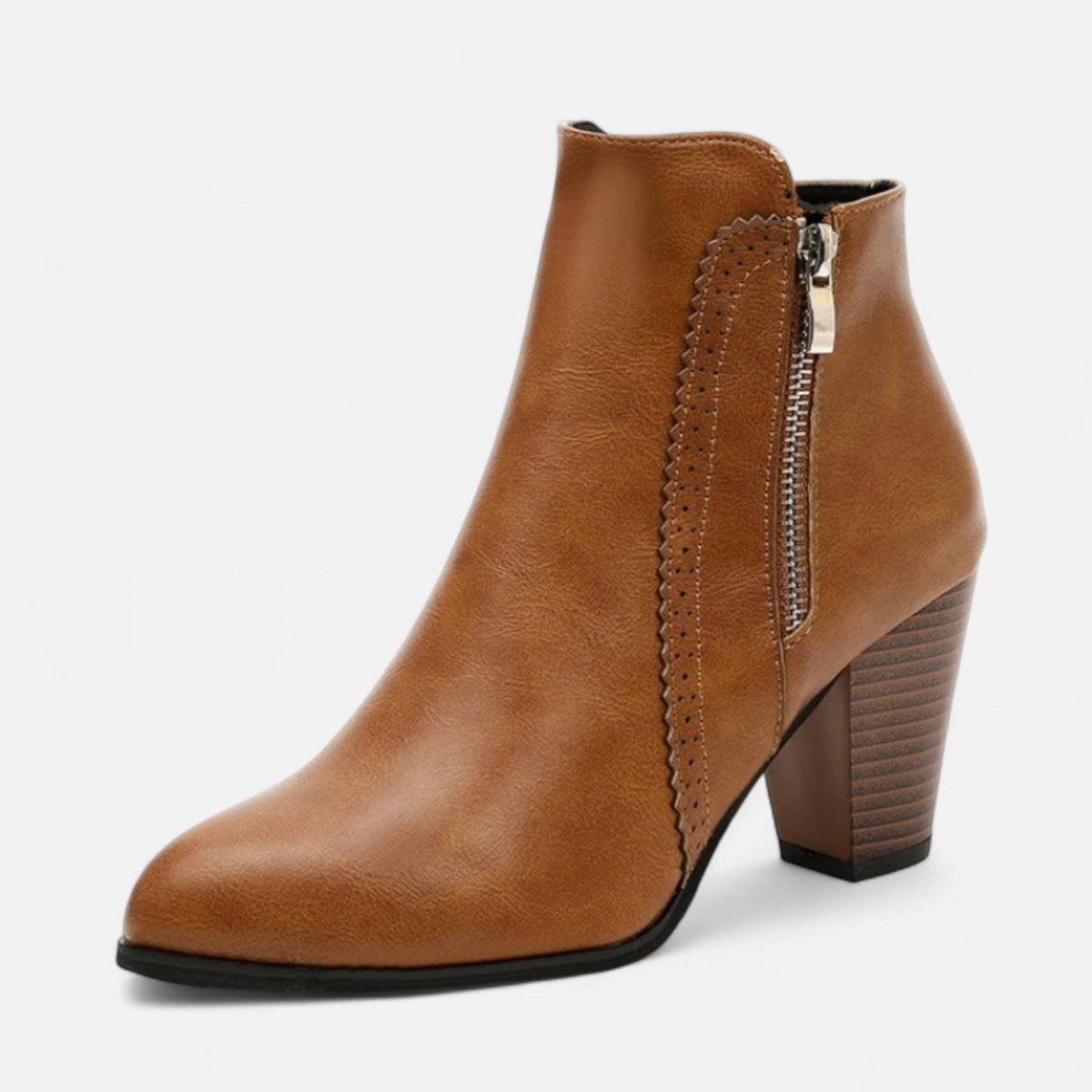 Women's Block Heel Ankle Boots Side Zip Non Slip Sole 6