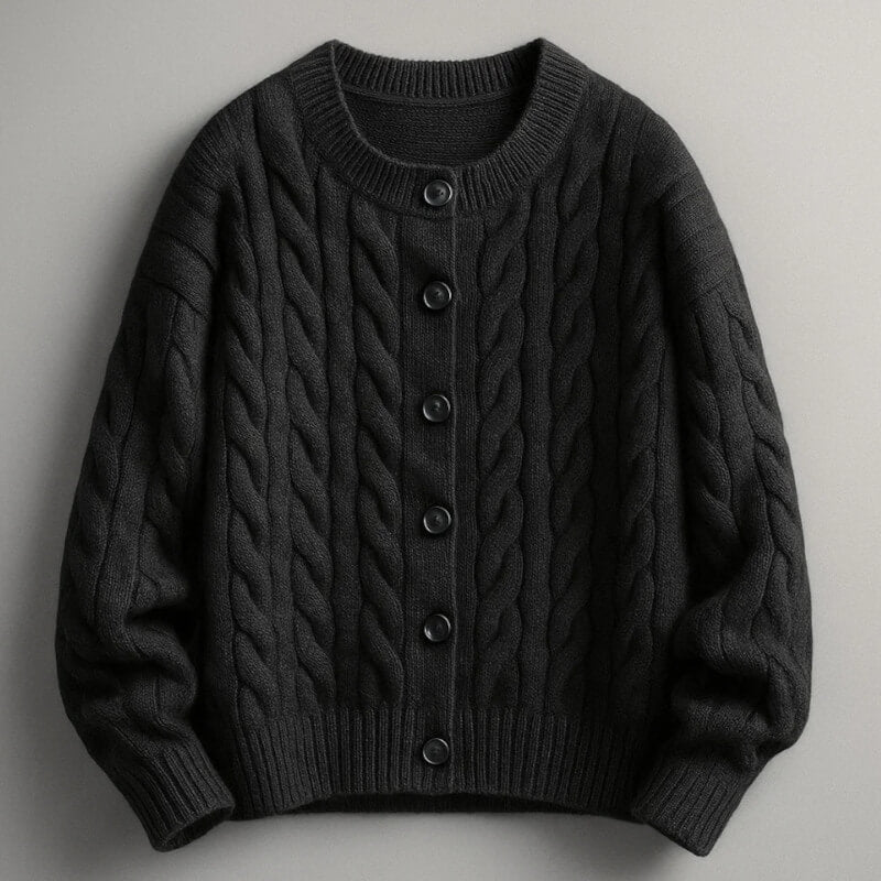 Men's Cable Knit Cardigan Button Up Ribbed Jumper Sweater 11