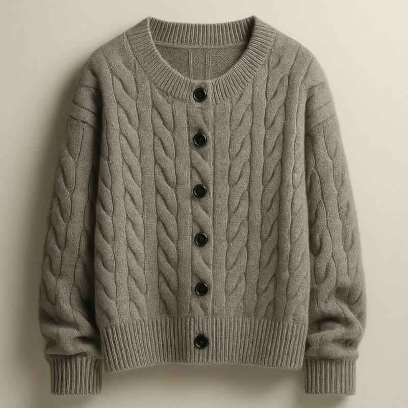Men's Cable Knit Cardigan Button Up Ribbed Jumper Sweater 5