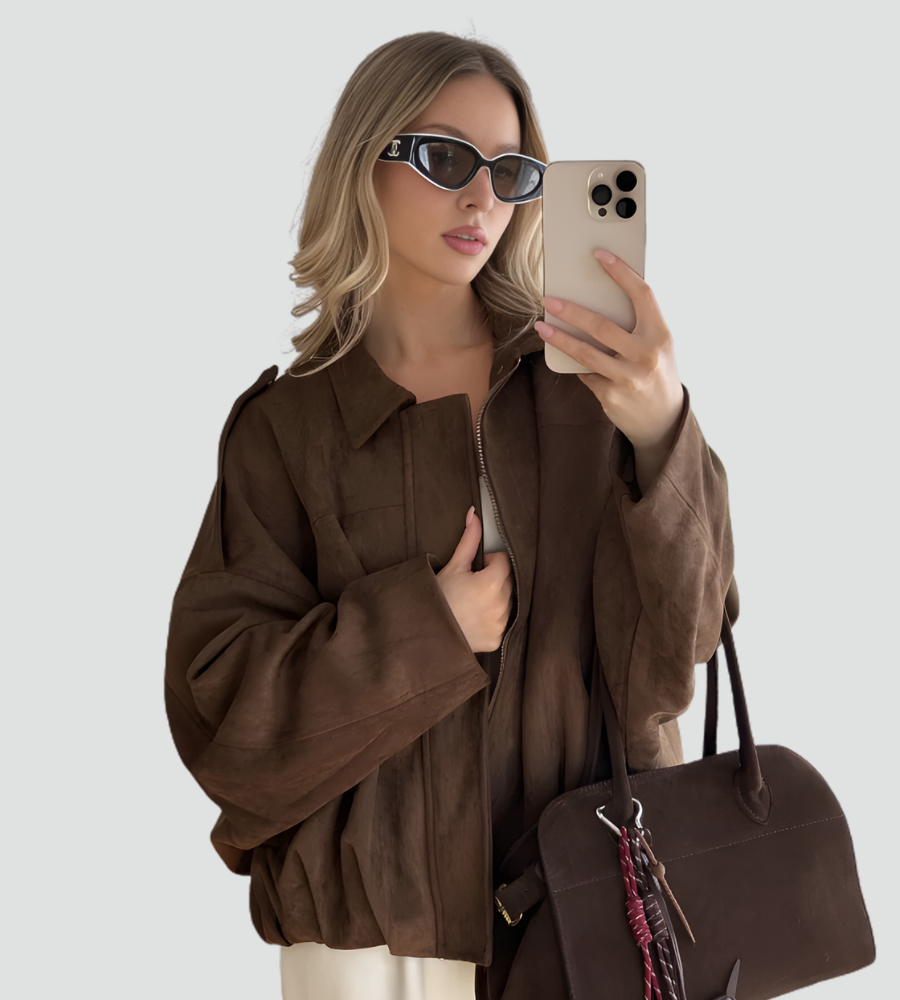 Women's Oversized Bomber Jacket | Zip Front Design 1