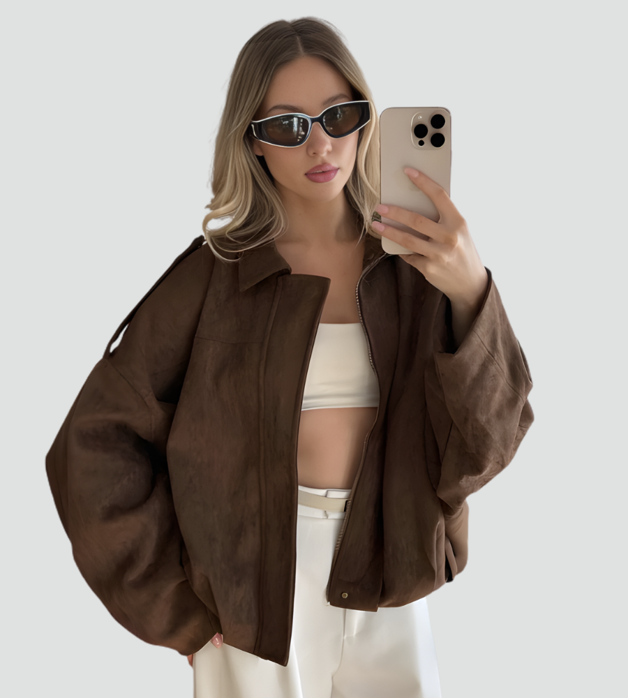Women's Oversized Bomber Jacket | Zip Front Design 2