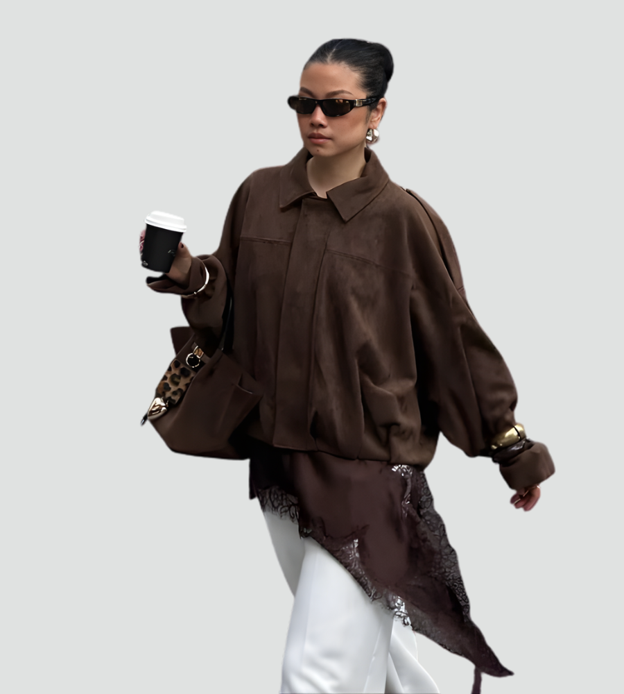 Women's Oversized Bomber Jacket | Zip Front Design 3