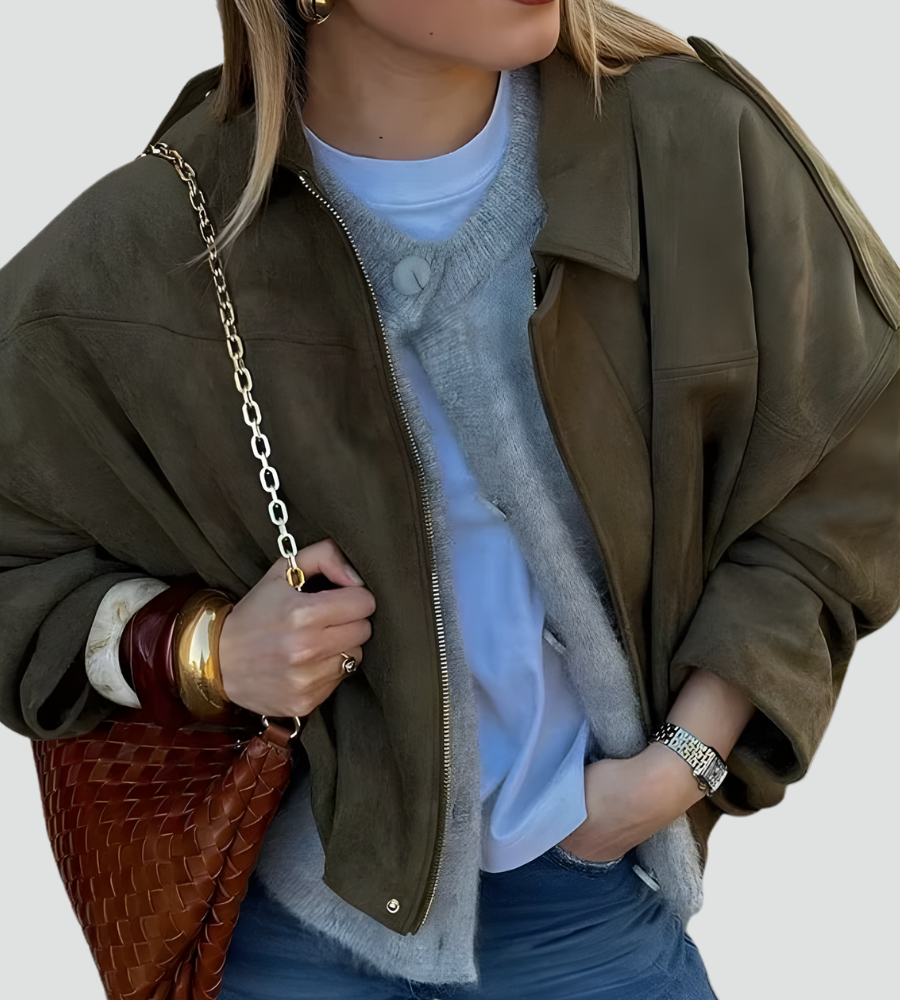 Women's Oversized Bomber Jacket | Zip Front Design 7