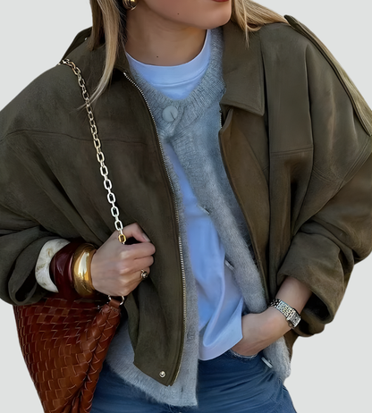 Women's Oversized Bomber Jacket | Zip Front Design 7