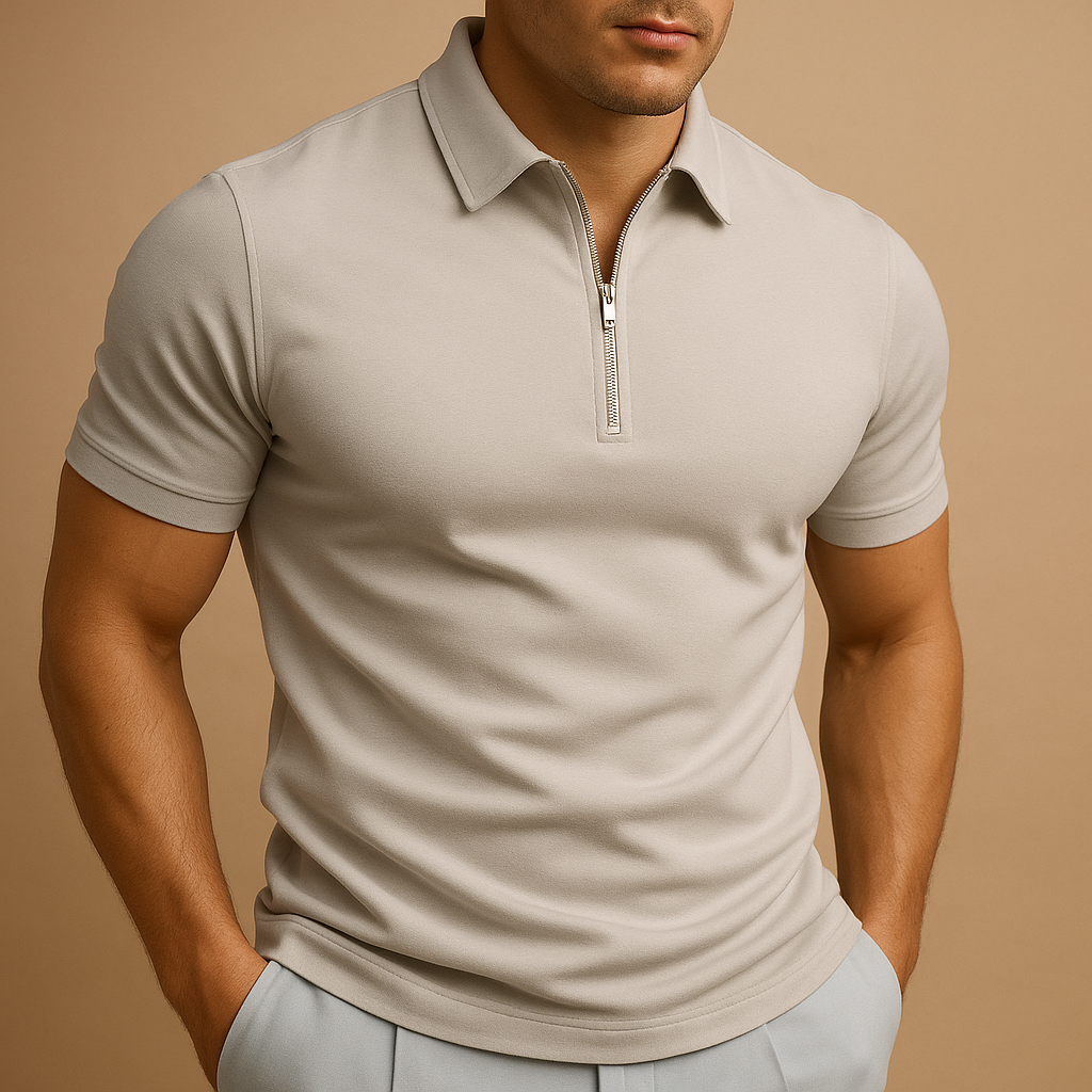 Zander Men's Polo Shirt | Slim Fit with Zipper Design 3