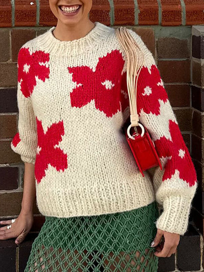 All-Match Crew Neck Floral Sweater DressSoul