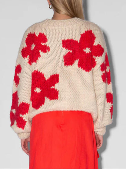 All-Match Crew Neck Floral Sweater DressSoul