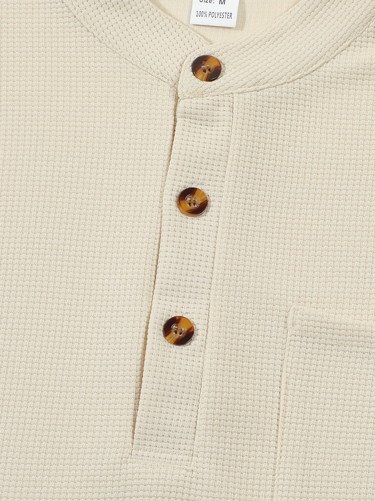 Abraham | Textured Long Sleeve Henley Shirt