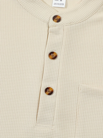 Abraham | Textured Long Sleeve Henley Shirt