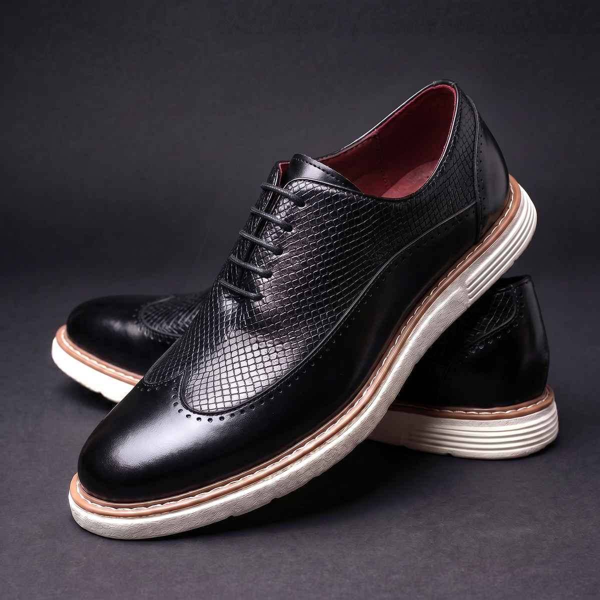 Men's Wingtip Brogue Oxford Shoes Cushioned Dress Loafers 6