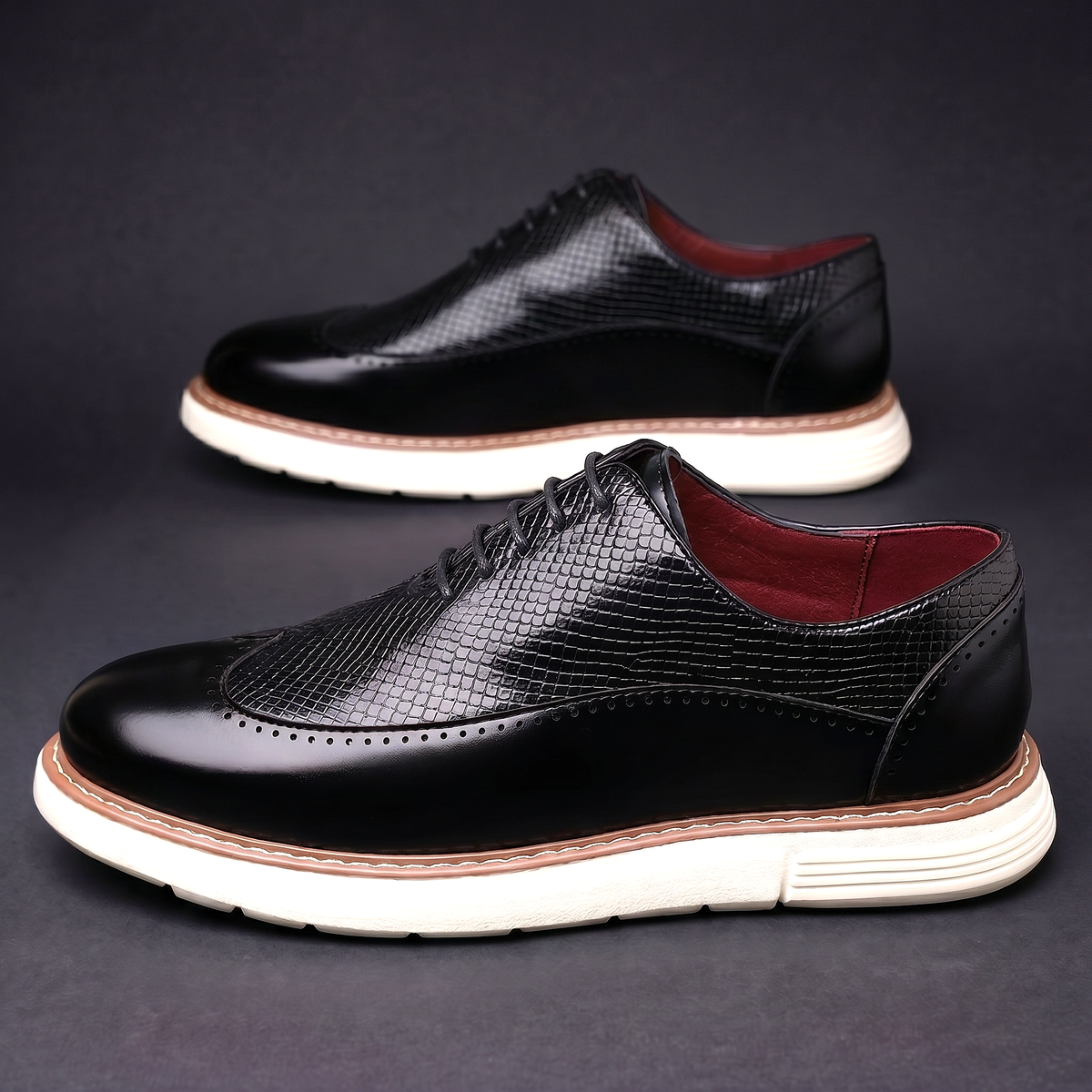 Men's Wingtip Brogue Oxford Shoes Cushioned Dress Loafers 7