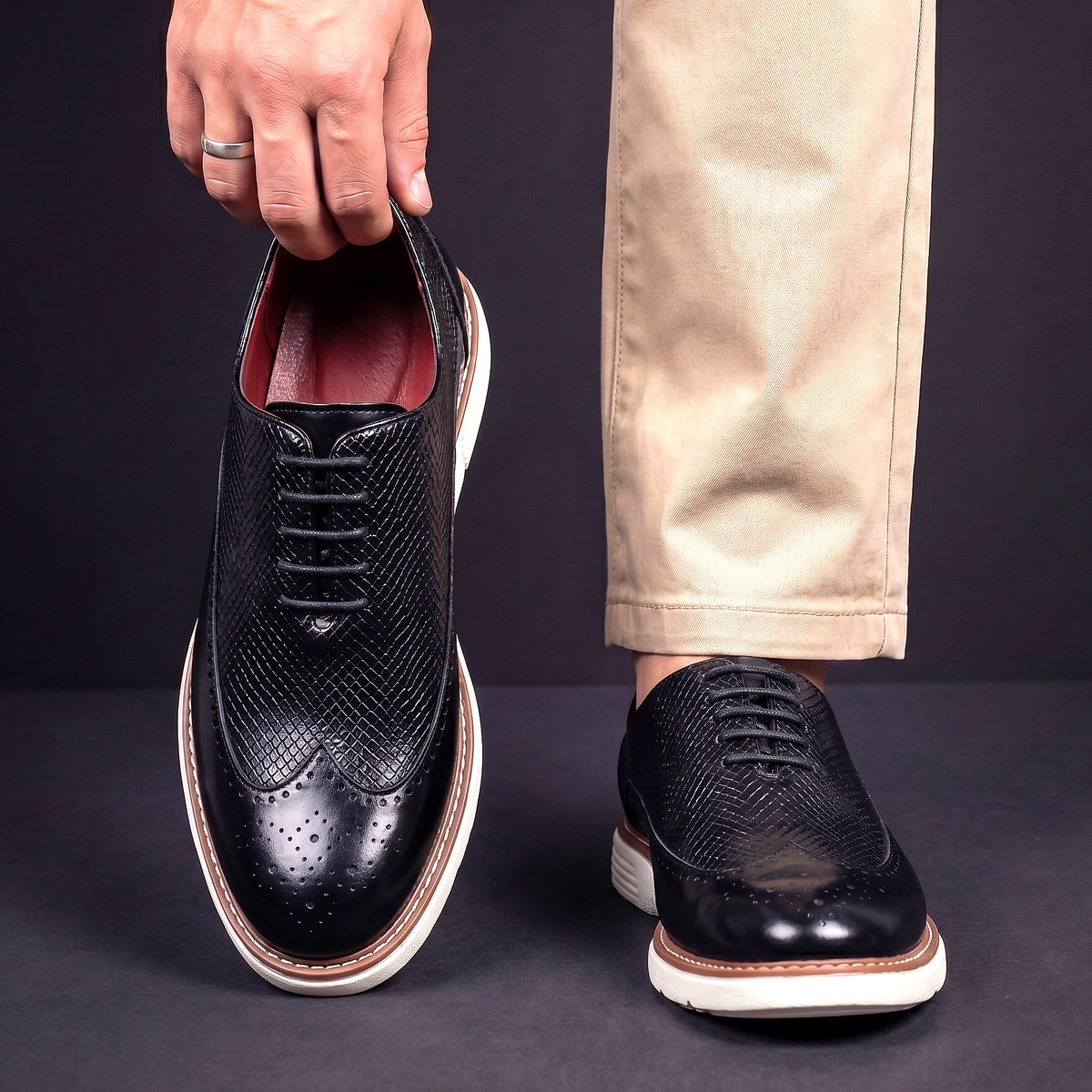 Men's Wingtip Brogue Oxford Shoes Cushioned Dress Loafers 9