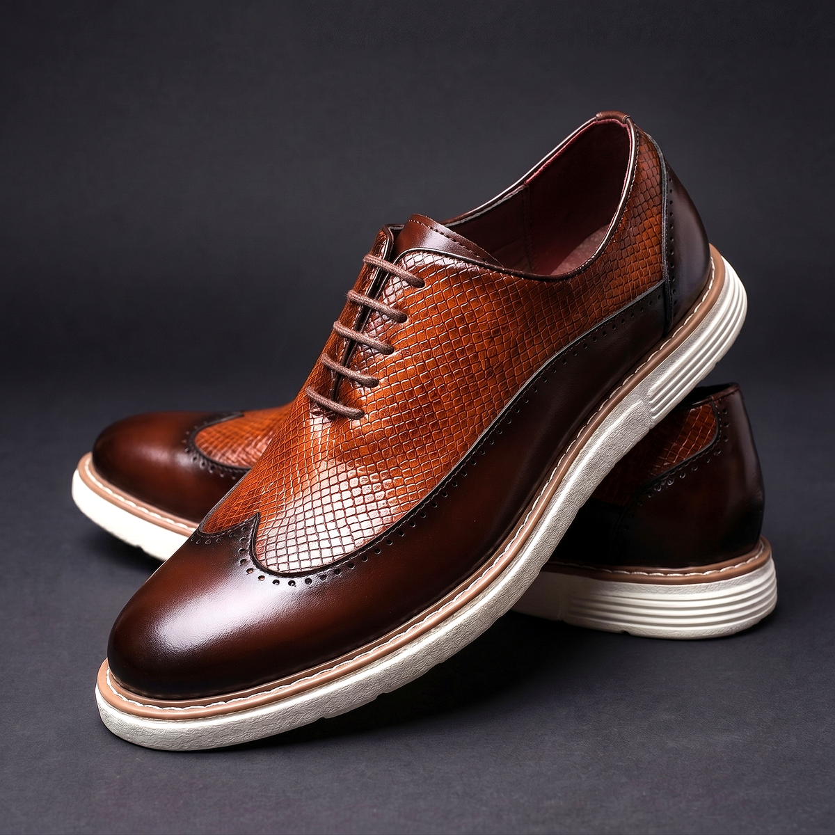 Men's Wingtip Brogue Oxford Shoes Cushioned Dress Loafers 1