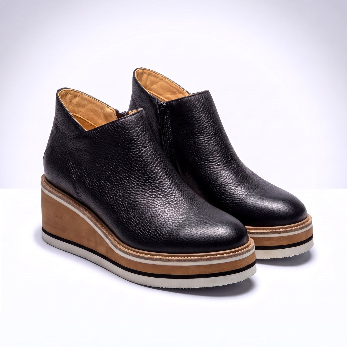 Women's Wedge Heel Ankle Boots Side Zip Fastening Shoes 6