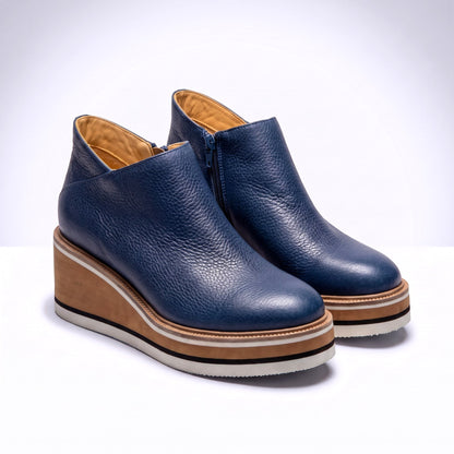 Women's Wedge Heel Ankle Boots Side Zip Fastening Shoes 8