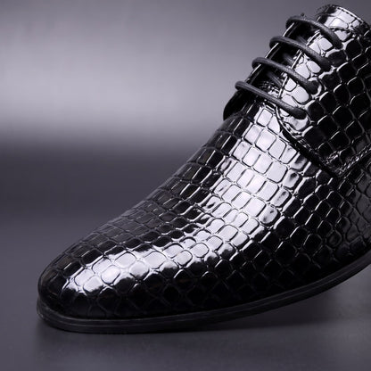 Men's Croc Print Oxfords Pointed Toe Dress Shoes Cushioned Insole 3