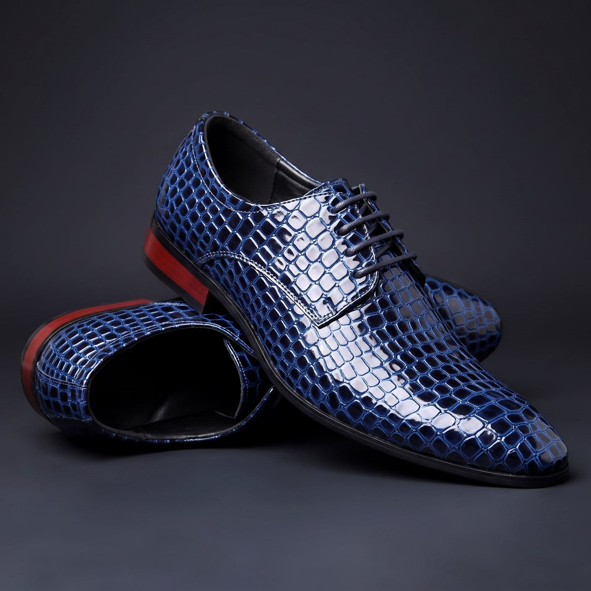 Men's Croc Print Oxfords Pointed Toe Dress Shoes Cushioned Insole 5