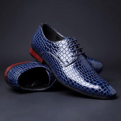 Men's Croc Print Oxfords Pointed Toe Dress Shoes Cushioned Insole 5