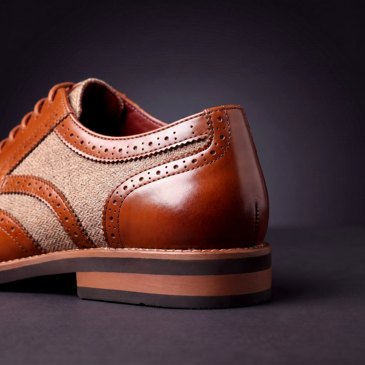 Men's Wingtip Derby Shoes Glossy Brogue Oxford Style 3