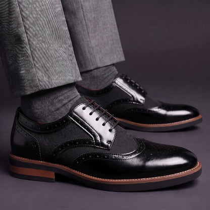 Men's Wingtip Derby Shoes Glossy Brogue Oxford Style 6