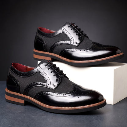 Men's Wingtip Derby Shoes Glossy Brogue Oxford Style 5