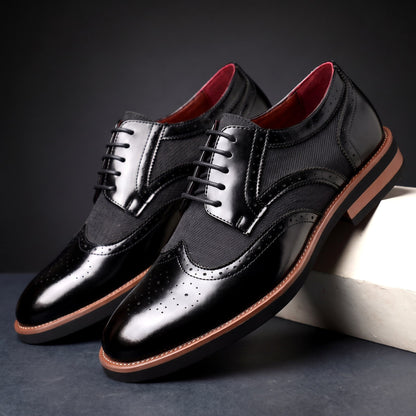 Men's Wingtip Derby Shoes Glossy Brogue Oxford Style 7