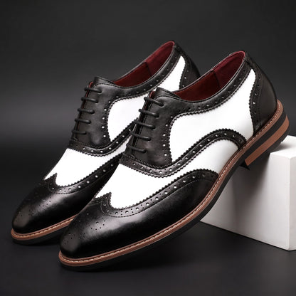 Men's Brogue Oxfords Wingtip Two Tone Smart Dress Shoes 5