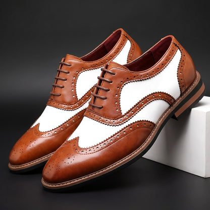 Men's Brogue Oxfords Wingtip Two Tone Smart Dress Shoes 1