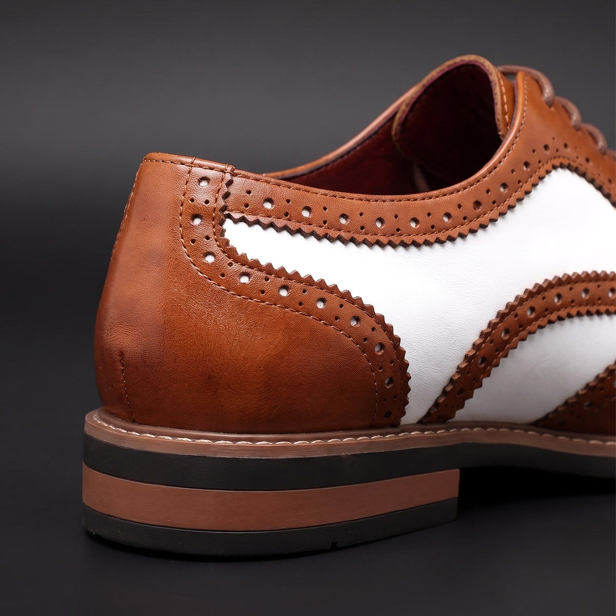Men's Brogue Oxfords Wingtip Two Tone Smart Dress Shoes 4