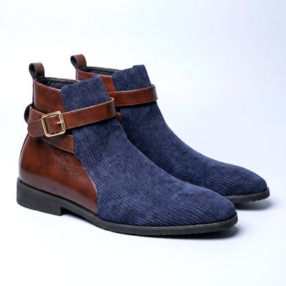 Men's Ankle Boots Adjustable Buckle Two Tone Design 1
