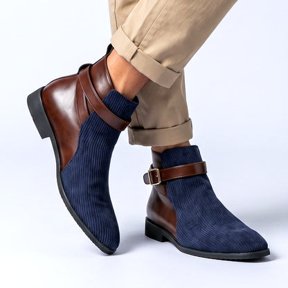 Men's Ankle Boots Adjustable Buckle Two Tone Design 2