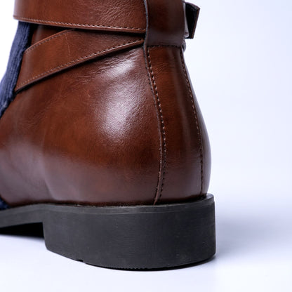 Men's Ankle Boots Adjustable Buckle Two Tone Design 4