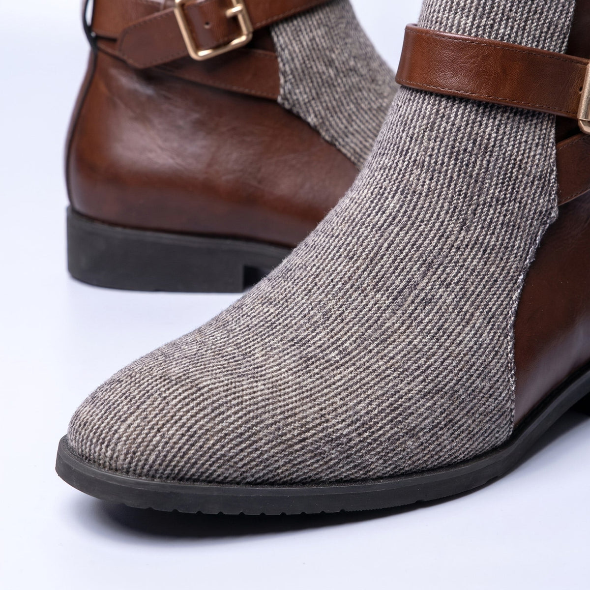 Men's Ankle Boots Adjustable Buckle Two Tone Design 7