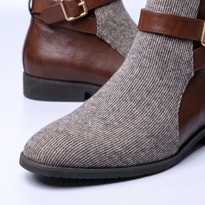 Men's Ankle Boots Adjustable Buckle Two Tone Design 7