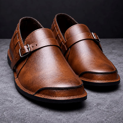 Men's Buckle Loafers Cushioned Insole Heritage Strap Shoes 3