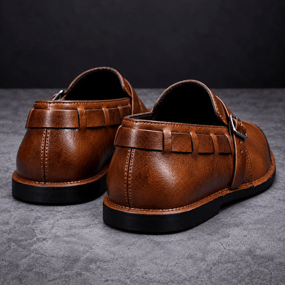 Men's Buckle Loafers Cushioned Insole Heritage Strap Shoes 5